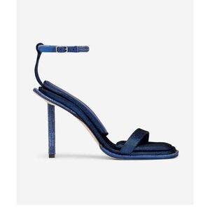 NWOB Tamara Mellon Pillow Top Heels Blue Crystal Strappy Sandal Size 7 Chic Sexy